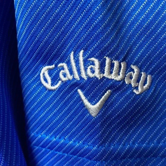 MENS CALLAWAY GOLF POLO SHIRT  SIZE XLT(Tall)  BLUE WITH SUBTLE DIAGONAL STRIPES - Picture 3 of 10